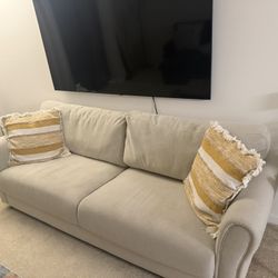 Beige Fabric Sofa – Clean & Comfortable – Great Condition