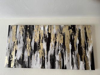 Abstract Black White Gold Canvas Wall Art