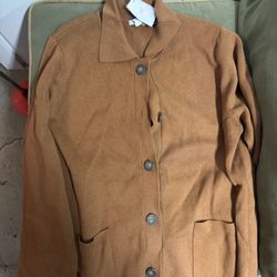 J. Jill Brown Button Collared Sweater Pockets Women 