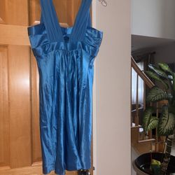 Blue, silk beaded party dress sz small, excellent condition