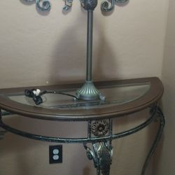 Entry Table Mirror And Lamp