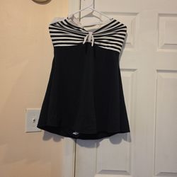 Black And White With Attached Skirt Bathing Suit