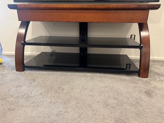 Hard wood and Glass 3-Tier TV Stand