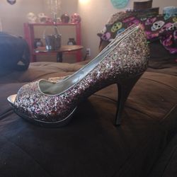 Silver Multi Glitter Heels