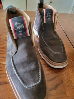 Christian Louboutin Brown Suede Slip-On Shoes