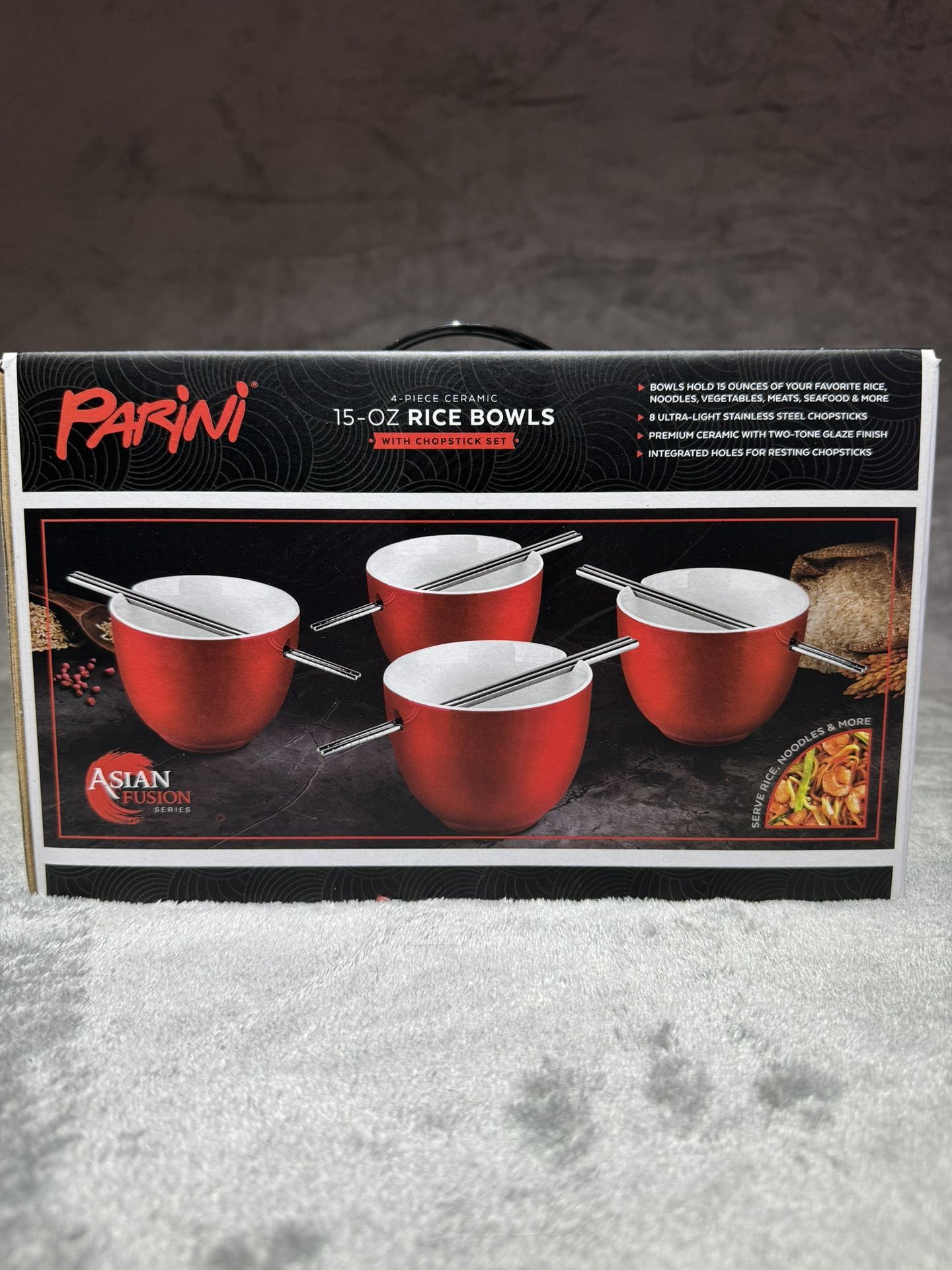 Parini 15 Ounce Rice Bowls With Chopstick Set- Brand New in box