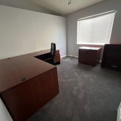 Desk And Matching Bookshelf And Cabinet 