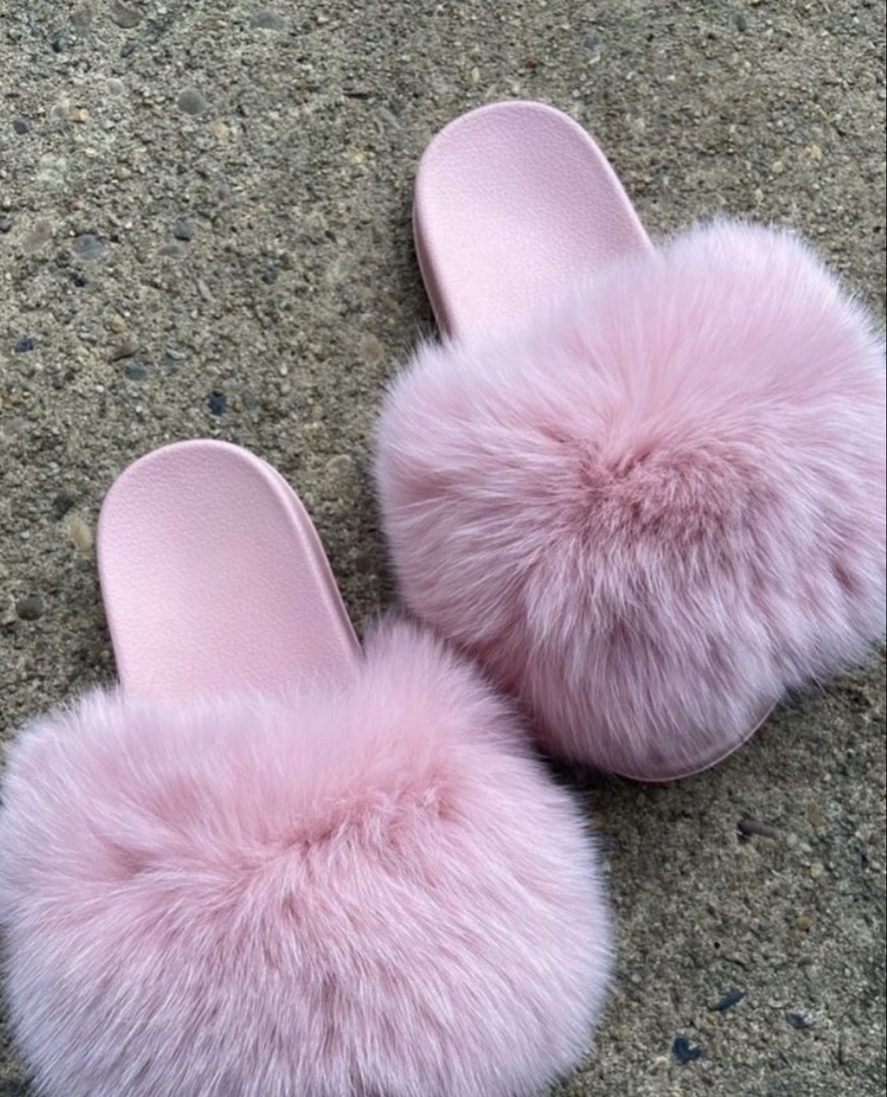 Real Fur Custom Soft Pink Sandals Slides