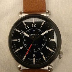 DANGO PRODUCTS TREK WATCH WITH ITALIAN LEATHER STRAP WHISKEY BROWN