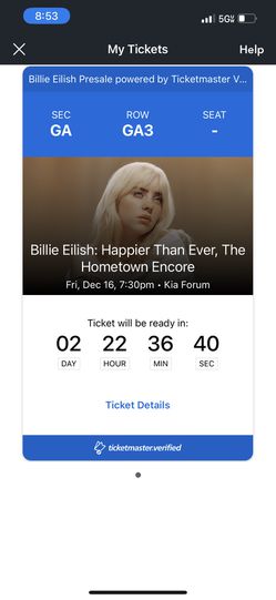 Billie Eilish Tickets GA All 3 Nights  Thumbnail