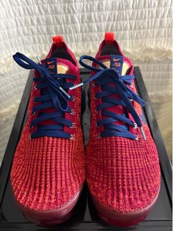 Nike Air VaporMax Flyknit 3 Noble Red/Blue Void Men's Low Top Sneaker AJ6900-600