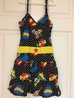 Girls Black Comic Pop Superhero Costume Dress DC Comics Wonder Woman