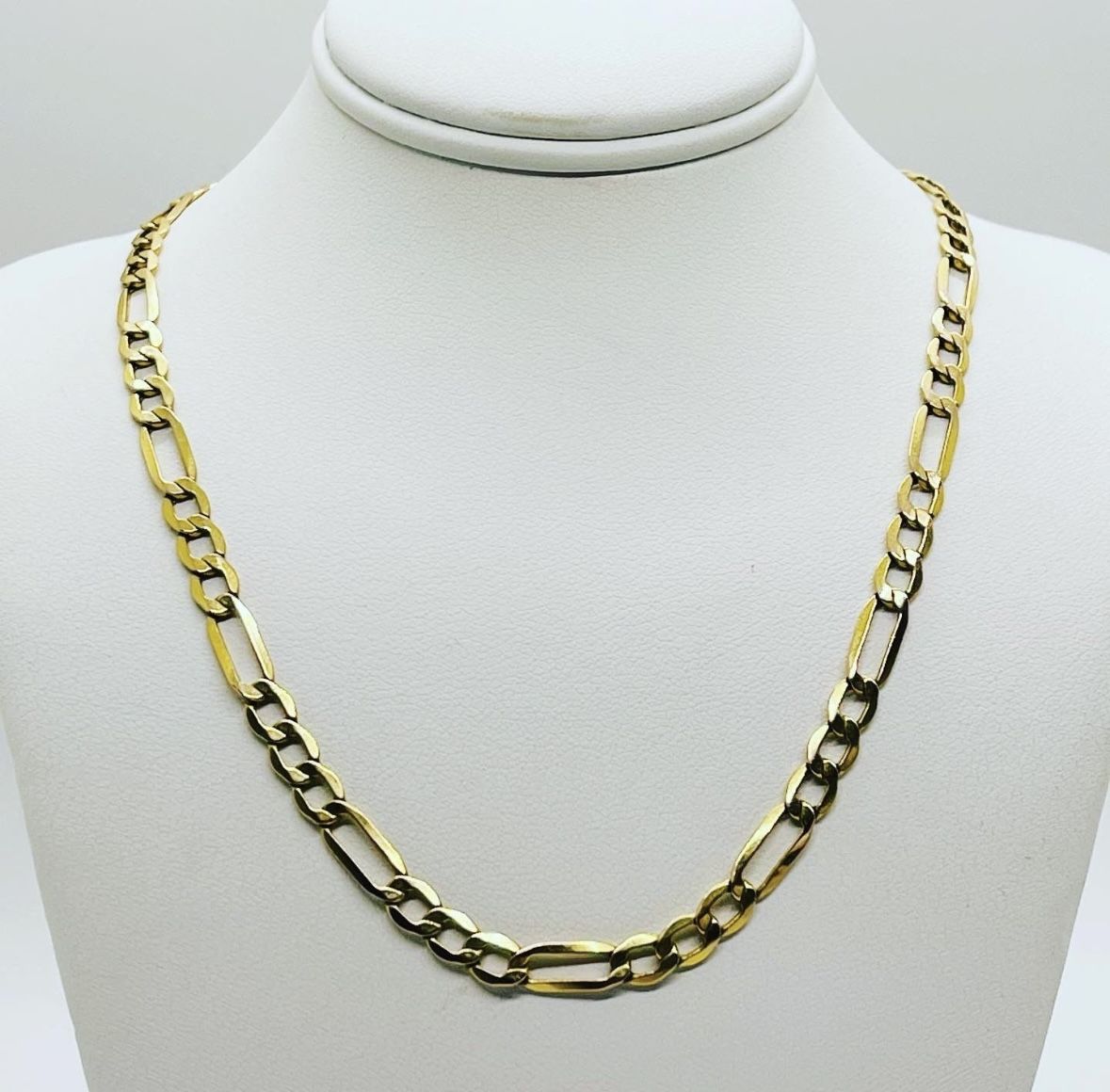 24” 4mm 10k Gold Figaro Link Necklace