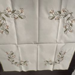 Embroidery Tablecloth, Table, Decor, Linen, Vintage