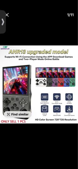 GAMINJA Online Handheld Game Console, 4-Inch HD Screen, 19+ Emulators, Online Battle & Game Download, 3500mAh Long Battery Life Charging, Retro Compac