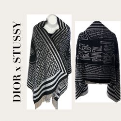Christian Dior x Shawn STUSSY 100% SOIE Silk Stole Oblong wrap scarf. DIOR x Shawn Stussy RARE FIND!  
