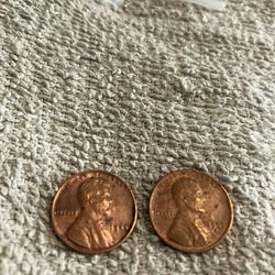 1944 And A 1955 Wheat Pennies,Pair, Good Condition.