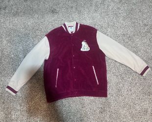 Adidas red and gold varsity letterman jacket