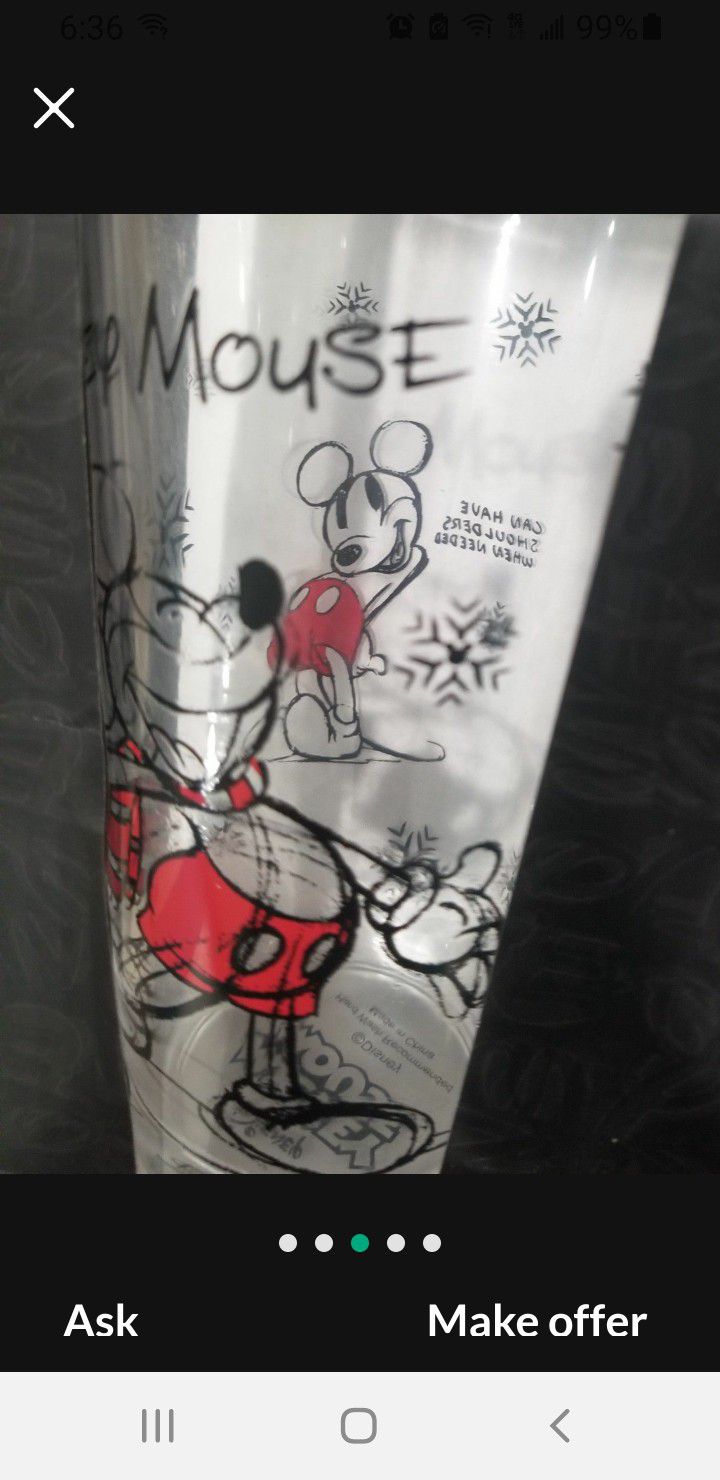 Disney Mickey & Minnie Mouse Christmas Sketchbook Pint Glass Tumbler Set Holiday