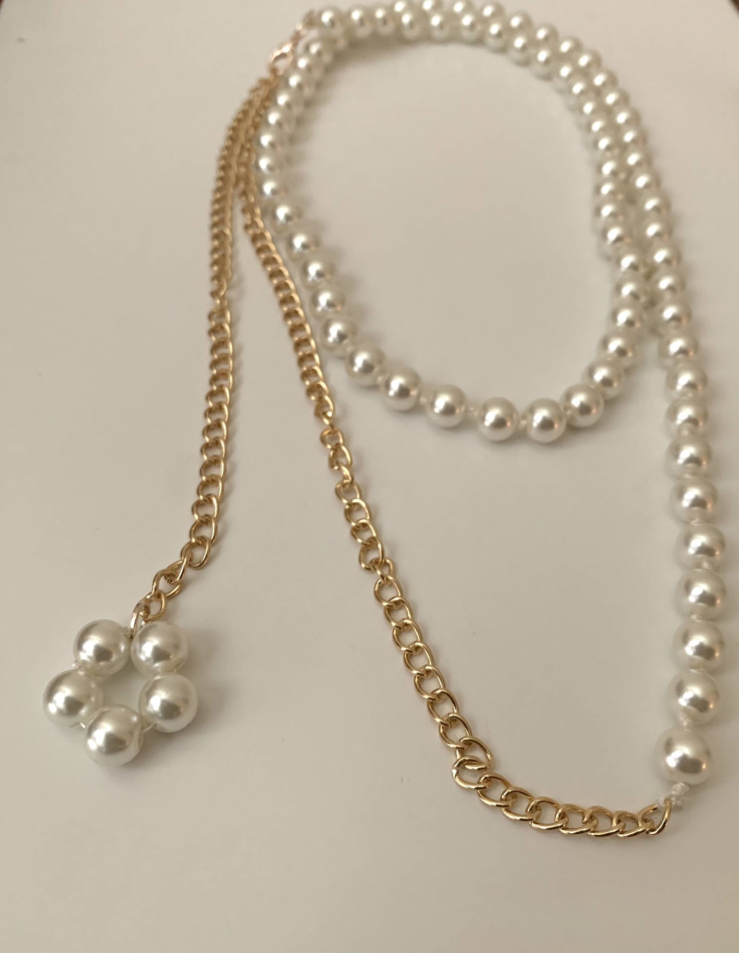 *Convertible* New Necklace or Waist Chain with a flower pendant, 41” Long