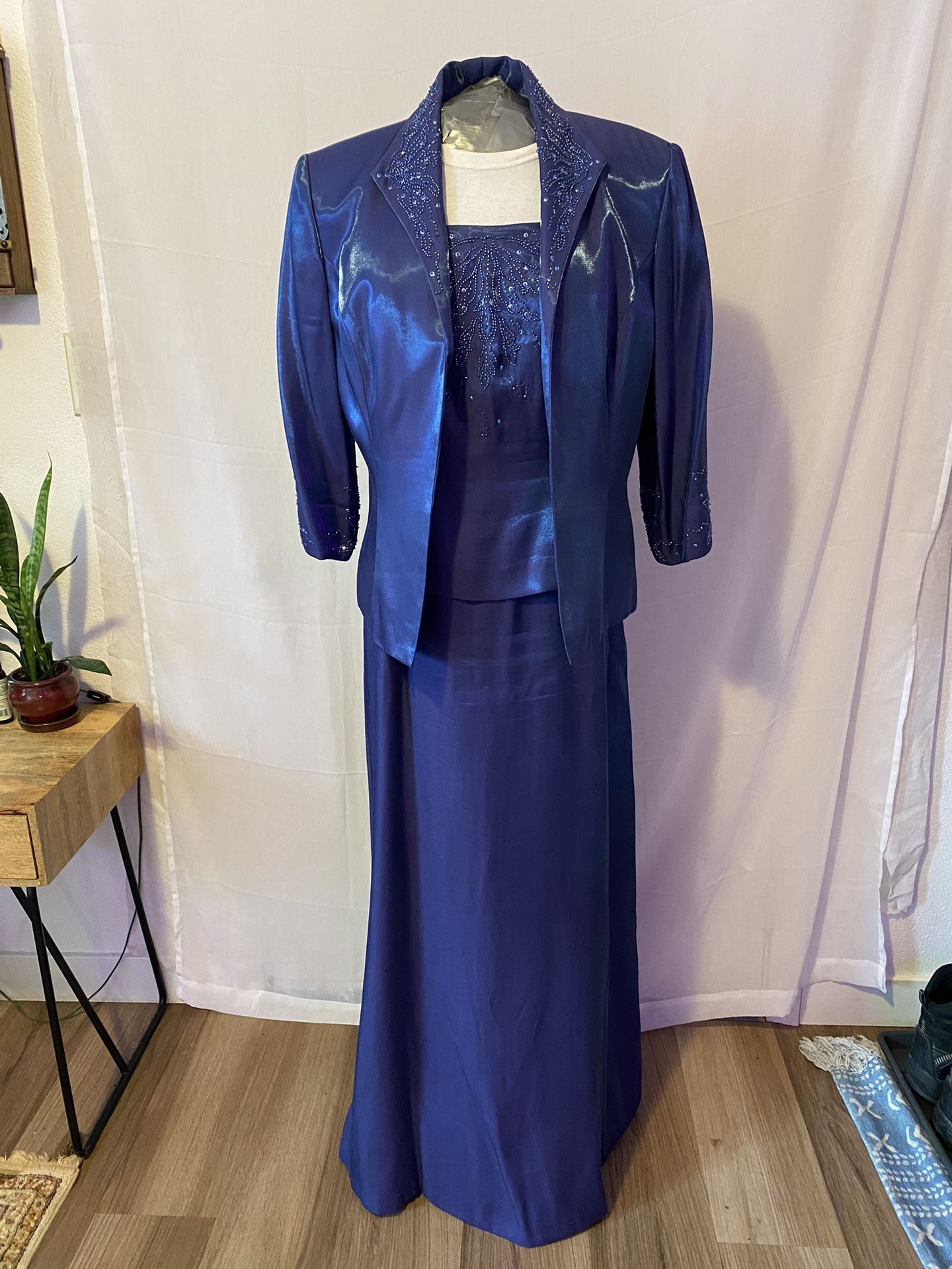 Alex Evenings Dress and Jacket Set Womens - Size 14 - Royal Blue 