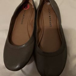 Lucky Brand Emmie Flats Shoes Brown Leather Ballerina Flats Size 6 NEW