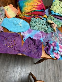 Tie dye table cloth etc