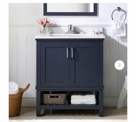 Tupelo 30 in. Single Sink Freestanding Midnight Blue Bath Vanity with White Engineered Stone Top (Assembled)