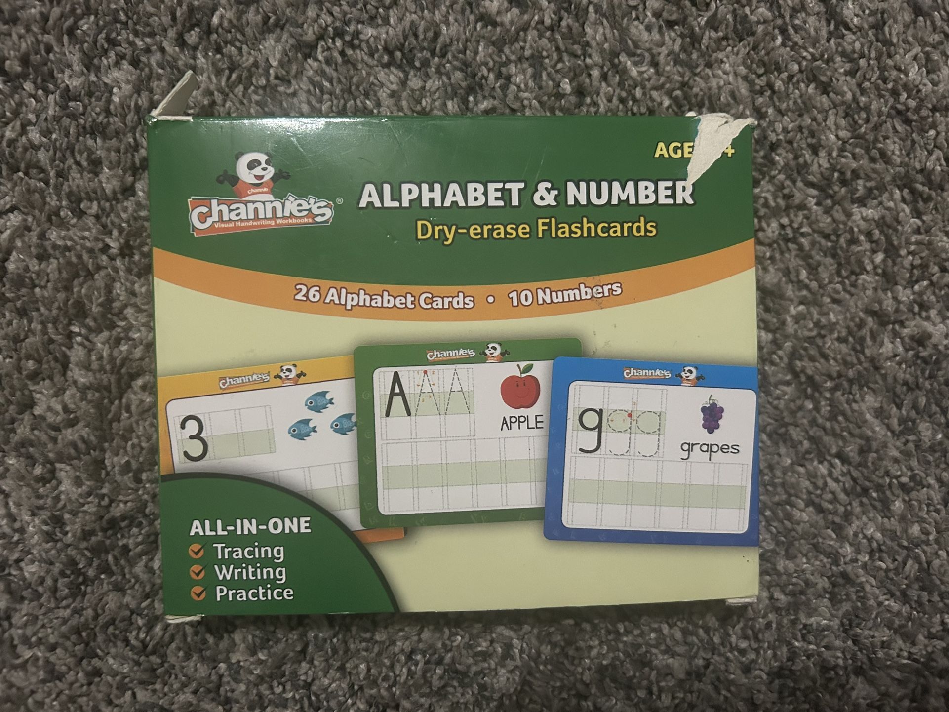 Channie's Dry Erase Number & Alphabet Flashcards for Kids Ages 3-5