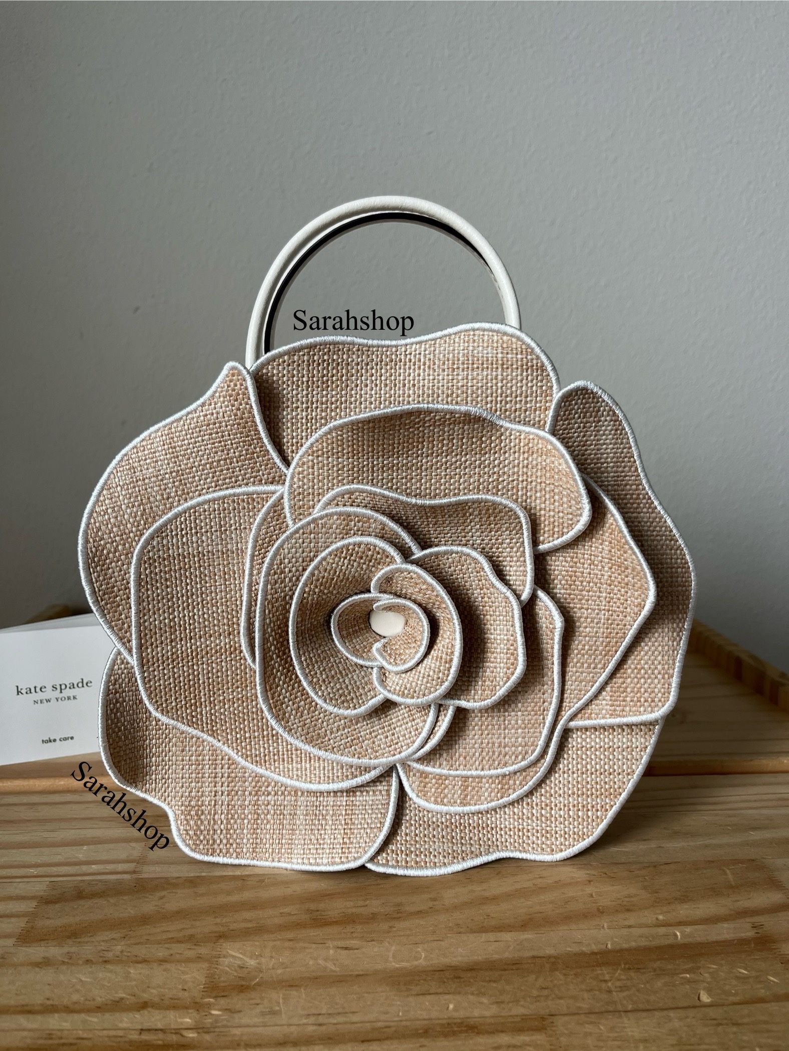 Kate Spade Flora 3D Rose Straw Crossbody