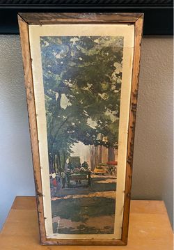 VINTAGE LITHOGRAPH PARK SCENE