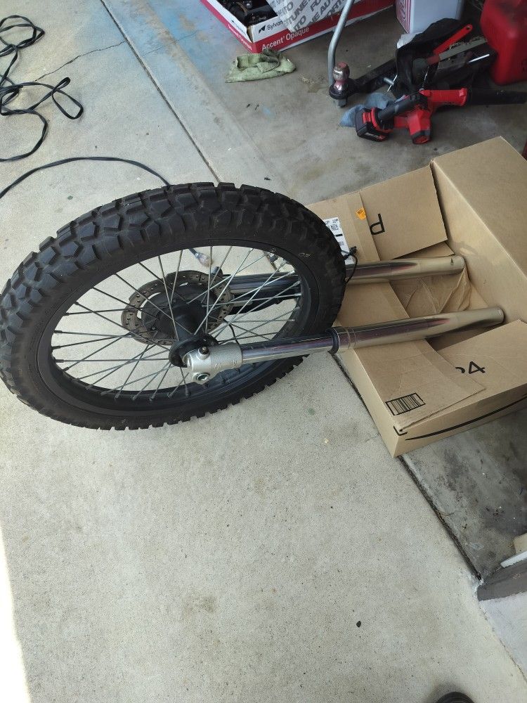 Dirtbike Wheels/Tires, And Fork. Tires Are Like New