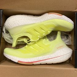 Adidas Ultraboost 21 Womens Running Shoes Size 6 Neon White FY0398 