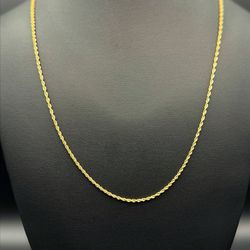 14k solid yellow gold 22.5” Rope chain Necklace 1.7mm
