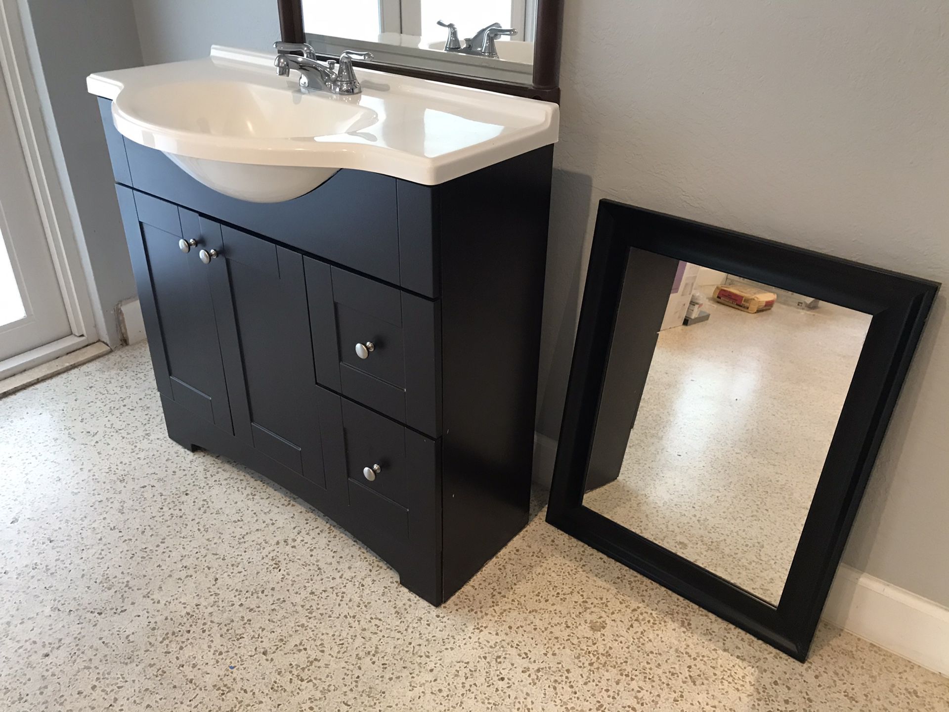 36”espresso vanity with sink, faucet and mirror!