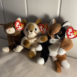 90s Beanie Babies CAT themed Stuffed Animals    EACH