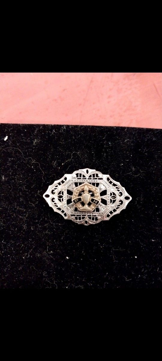 Antique 1920s Philigree pH Sterling Silver 925 P H Brooch
