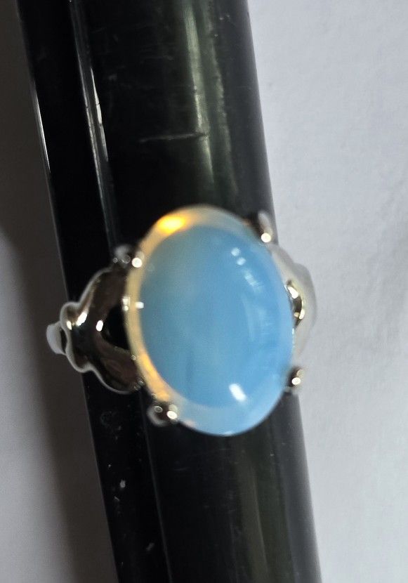 MOONSTONE QUALITY TITANIUM SILVER NEW SIZE 5 PRONG SET POLISHED RING