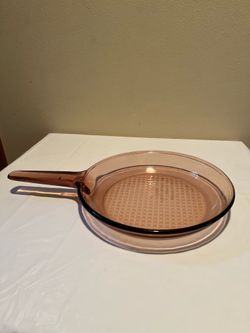 Visions Corning Ware Pyrex Amber Glass 10” Skillet