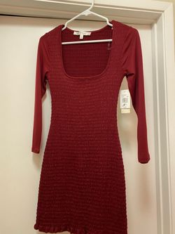 Burgundy/Red long sleeve Row🖤A calf length