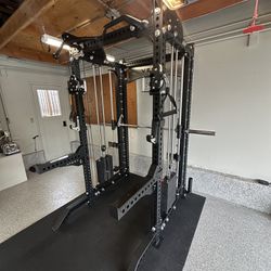 PRO SERIES Ultimate Half Rack 3-1 Functional Trainer w/Smith Machine Bar | 400lb Stack | Gym Equipment | Fitness | Commercial | Squat Rack 