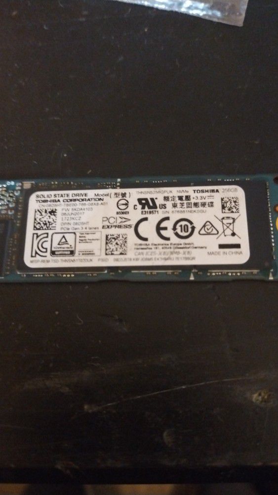 SOLID STATE DRIVE TOSHIBA CORPORATION 256gb NVME 