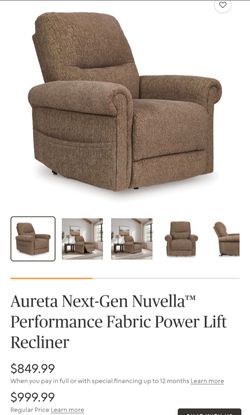 Aureta Next-Gen Nuvella Power Lift Recliner