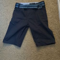 Black Shorts With Blue/black Built In Belt