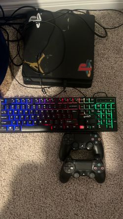 PS4 Slim Console with Controller and Keyboard