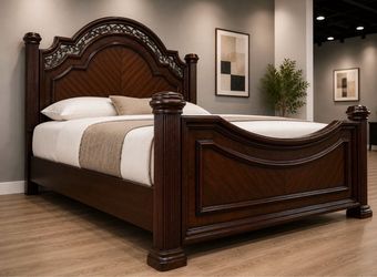 Dark Wood Traditional Poster Bed Frame