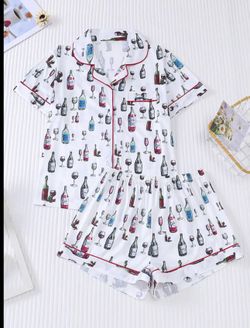 New Womens Wine Pajama Set Size Medium 