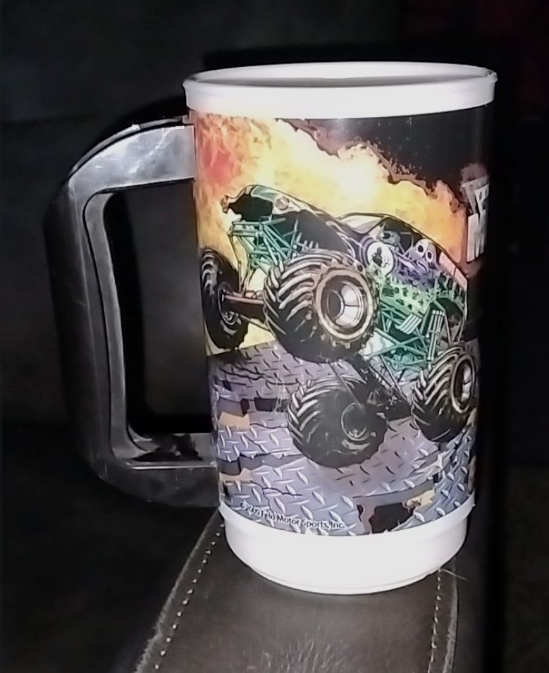 Monster Jam Mug, Grave Digger Truck Mug, Plastic Mug, Retro Style Cup.