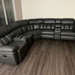 New Reclining Sectional.  Grey Or Ink Blue.  123” X 123”.  Free Delivery!