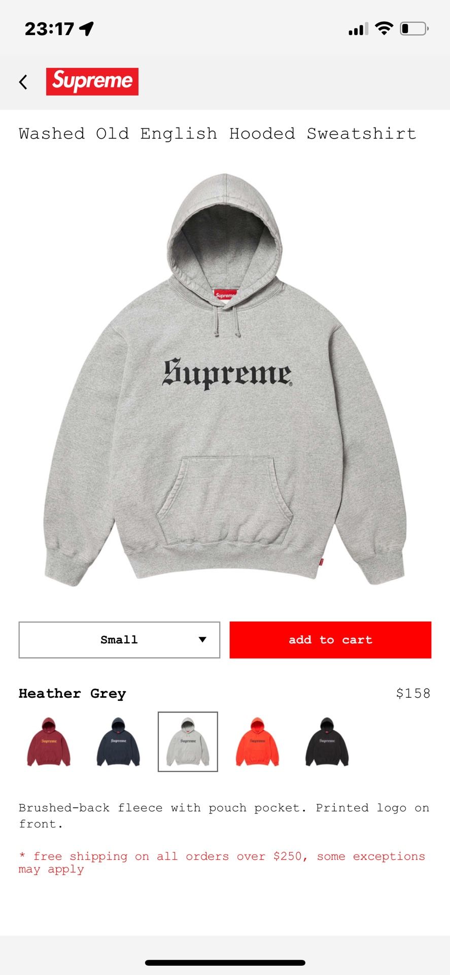 Supreme Washed Old English Hoodie